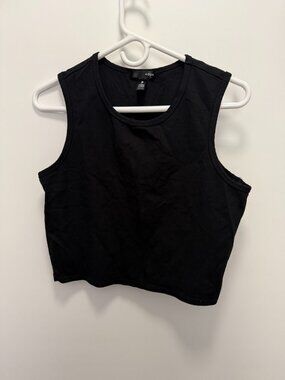 AQUA Tank Crop Top Black Women's Large